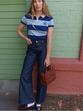 A.P.C. x Marc Jacobs The Shrunken Polo Women’s L Blue Stripe Cotton Collab